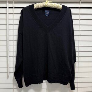 GAP V neck black long sleeve pullover sweater: Size XL